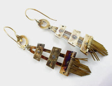 Load image into Gallery viewer, Victorian Taille d'épargne Pearl 14k Gold Tassel Fringe Earrings