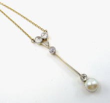 Load image into Gallery viewer, Belle Époque Edwardian Diamond Platinum Gold Pearl Necklace