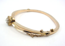 Load image into Gallery viewer, Antique Rose Cut Diamond Rosette Halo 14k Rose Gold Bangle Bracelet--.56 Mark