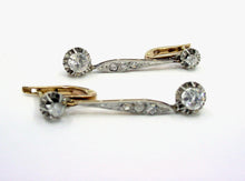 Load image into Gallery viewer, Edwardian Platinum Top 18k Gold Diamond Drop Earrings