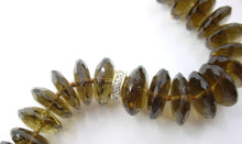Load image into Gallery viewer, Dramatic Tourmaline Smoky Quartz Beaded Platinum Art Deco Diamond Clasp Necklace