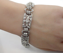 Load image into Gallery viewer, Rare Art Deco 5.00 Ct. Old Cut Diamond Silver Fancy Link Bracelet--Appraisal