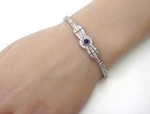 Load image into Gallery viewer, Whimsical Art Deco 2.02 Ct. Diamond Sapphire 14k Gold Bow Strap Bracelet
