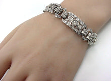 Load image into Gallery viewer, Rare Art Deco 5.00 Ct. Old Cut Diamond Silver Fancy Link Bracelet--Appraisal