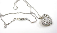 Load image into Gallery viewer, SALE--Exceptional Edwardian Platinum 1.95 OEC Heart and Diamond Station Chain Necklace