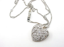 Load image into Gallery viewer, SALE--Exceptional Edwardian Platinum 1.95 OEC Heart and Diamond Station Chain Necklace