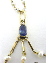 Load image into Gallery viewer, Exquisite Antique Diamond 5 Ct. Ceylon Sapphire Pearl 18k Pendant Necklace