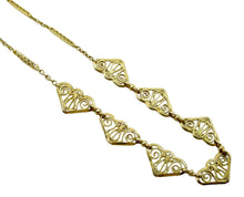 Charger l'image dans la galerie, Lovely Vintage Filigree Chain Draped Necklace--Scroll Gold Work