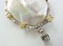 Load image into Gallery viewer, Custom Large Luminous Baroque Pearl 1.42 Ct Fancy Diamond 18k Pendant Necklace