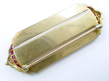 Load image into Gallery viewer, Stunning 1940's Retro Ruby Diamond 14K Rose Gold Platinum Triple Row Bar Brooch