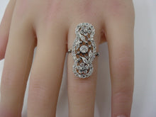 Load image into Gallery viewer, Edwardian Belle Époque Platinum Diamond Navette Dinner Ring--Lattice and Vines