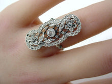 Load image into Gallery viewer, Edwardian Belle Époque Platinum Diamond Navette Dinner Ring--Lattice and Vines