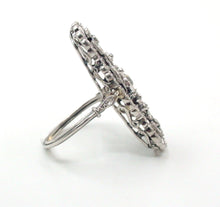 Load image into Gallery viewer, Edwardian Belle Époque Platinum Diamond Navette Dinner Ring--Lattice and Vines