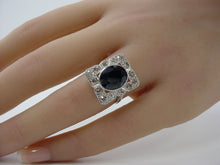 Charger l'image dans la galerie, Edwardian Old Mine Cut Diamond Sapphire Platinum Halo Engagement Cocktail Ringa