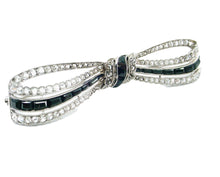 Load image into Gallery viewer, RARE Signed Art Deco DREICER Platinum 2.00 Ct. Old Cut Diamond Bow Ribbon Brooch