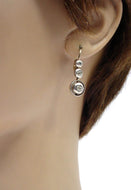 Early Victorian Late Georgian Mine Cut Diamond 3-tier Drop Silver Gold Earrings