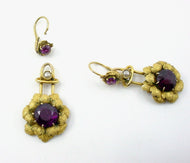 Lovely Victorian Day to Night Rhodolite Garnet Pearl Flower Drop Earrings