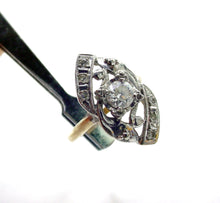 画像をギャラリービューアに読み込む, Art Deco Diamond Navette 14k Bicolor Gold Cocktail Engagement Ring
