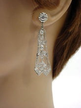 Load image into Gallery viewer, Romantic Lacey &amp; Lovely Edwardian Belle Époque Platinum 1.56 Ct. Diamond Drop Earrings-Stunning
