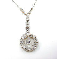 Belle Époque Edwardian Old Cut Diamond Platinum Top European Necklace