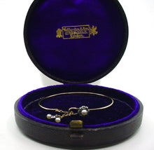 Charger l&#39;image dans la galerie, Very Rare &amp; Fine Edwardian Diamond Pearl Gold &quot;Charm&quot; Bangle Bracelet--Case
