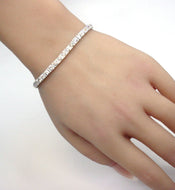 Stunning Art Deco Platinum 5.00 Ct. Diamond Strap Straight Line Bracelet