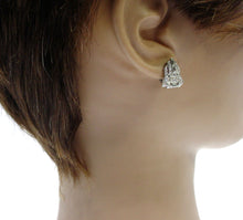 Load image into Gallery viewer, Petite Platinum Old Cut Diamond Shield Clip Earrings--Milgrain Edging
