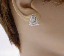 Load image into Gallery viewer, Petite Platinum Old Cut Diamond Shield Clip Earrings--Milgrain Edging

