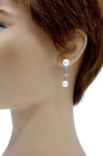 Charger l'image dans la galerie, Vintage Old Cut Diamond Pearl 14k White Gold Drop Earrings
