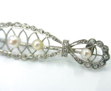 Carica l&#39;immagine nel visualizzatore di Gallery, Edwardian Platinum Diamond Bar Brooch Pin
