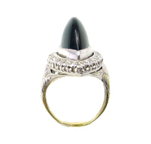 Carica l&#39;immagine nel visualizzatore di Gallery, SALE--Rare Art Deco Platinum Gold Diamond Onyx Ring
