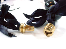 Load image into Gallery viewer, Rare Black Nephrite Jade Rock Crystal Quartz Diamond Collar 14K Necklace--Stunning
