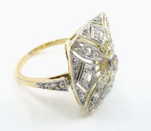 Load image into Gallery viewer, Edwardian Platinum Topped Gold Diamond Dinner Engagement Ring--Pierced and Lacy
