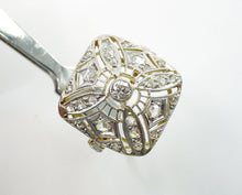Load image into Gallery viewer, Edwardian Platinum Topped Gold Diamond Dinner Engagement Ring--Pierced and Lacy
