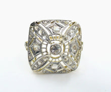 Load image into Gallery viewer, Edwardian Platinum Topped Gold Diamond Dinner Engagement Ring--Pierced and Lacy

