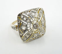 Load image into Gallery viewer, Edwardian Platinum Topped Gold Diamond Dinner Engagement Ring--Pierced and Lacy
