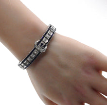 画像をギャラリービューアに読み込む, Stunning Art Deco Platinum 2.88 ct. Diamond Sapphire Buckle Strap Bracelet--Small Size
