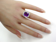 Carica l&#39;immagine nel visualizzatore di Gallery, Romantic Royal Purple Amethyst Diamond Platinum Halo Engagement Cocktail Ring
