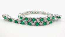 画像をギャラリービューアに読み込む, Lovely Emerald 3.50 Ct Diamond Emerald Line Strap Tennis Bracelet
