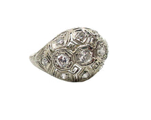 画像をギャラリービューアに読み込む, Art Deco Old Cut Diamond 14k White Gold Bombe Engagement Dinner Ring
