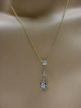 画像をギャラリービューアに読み込む, Art Deco &quot;Target&quot; Diamond Sapphire 14k Gold Drop Chain Necklace
