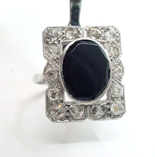 Load image into Gallery viewer, Edwardian Old Mine Cut Diamond Sapphire Platinum Halo Engagement Cocktail Ringa
