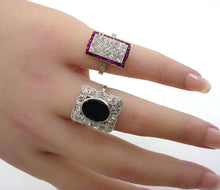 Load image into Gallery viewer, Edwardian Old Mine Cut Diamond Sapphire Platinum Halo Engagement Cocktail Ringa
