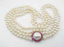 Load image into Gallery viewer, Essential Opera Length Cultured Pearl Ruby Mabe Pearl White Gold Necklace
