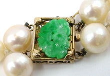 Load image into Gallery viewer, Essential Double Strand Cultured Pearl Jadeite Jade 14k Yellow  Gold Necklace

