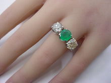 Load image into Gallery viewer, Romantic Trilogy Ring-- Emerald Diamond 14k Gold Engagement Ring
