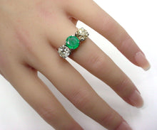 Load image into Gallery viewer, Romantic Trilogy Ring-- Emerald Diamond 14k Gold Engagement Ring
