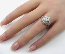 画像をギャラリービューアに読み込む, Art Deco Platinum OEC Diamond Sapphire Bombe Engagement Dinner Ring

