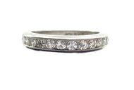 Vintage Deco Old Cut Diamond 14K White Gold 3/4 Eternity Band