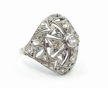 画像をギャラリービューアに読み込む, Detailed Art Deco Platinum Old Cut Diamond Openwork Dinner Bombe Cocktail Ring
